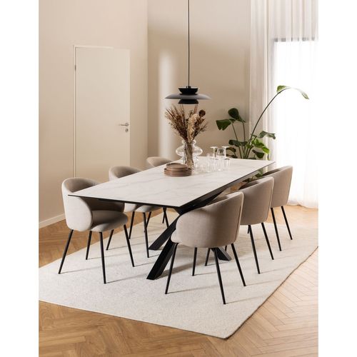 Lot De 2 Chaises Avec Accoudoirs Sören - Beige Avec Pieds Noirs