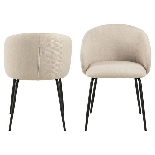 Lot De 2 Chaises Avec Accoudoirs Sören - Beige Avec Pieds Noirs