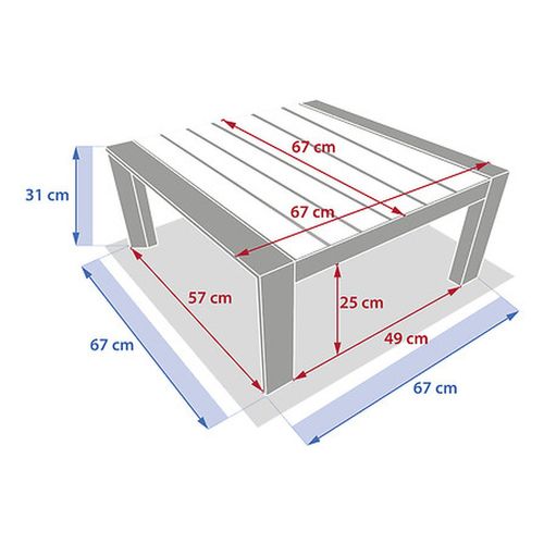 Table Basse De Jardin En Aluminium Effet Bois Evasion - 65 X 65 Cm - Argile Et Lin