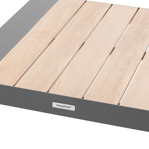 Table Basse De Jardin Aluminium Effet Bois Evasion - 65 X 65 Cm - Graphite Et Honey