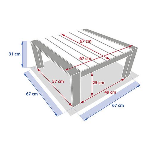 Table Basse De Jardin Aluminium Effet Bois Evasion - 65 X 65 Cm - Graphite Et Honey