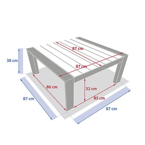 Table Basse De Jardin Aluminium Effet Bois - 87 X 87 Cm - Graphite Et Honey