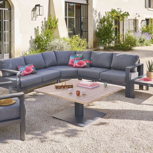 Table De Jardin Relevable Carrée En Aluminium Salimia - Graphite Et Honey