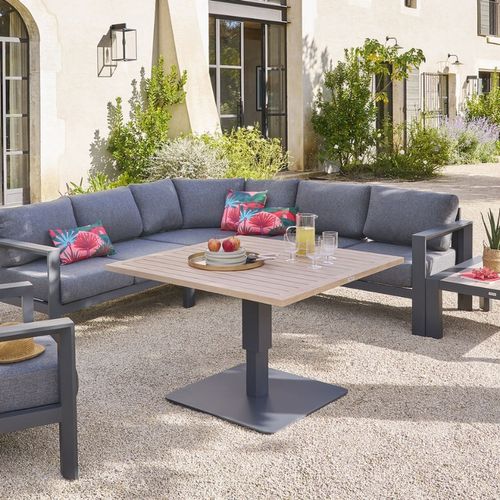 Table De Jardin Relevable Carrée En Aluminium Salimia - Graphite Et Honey