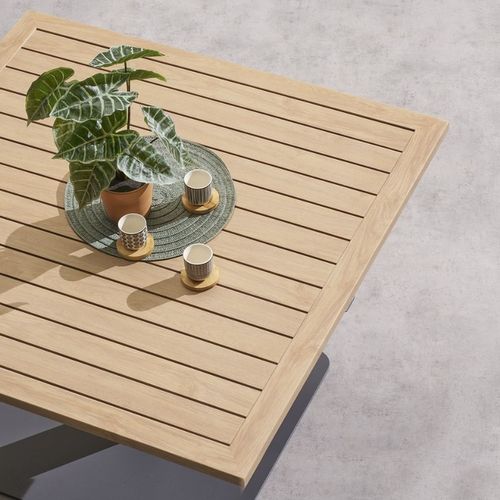 Table De Jardin Relevable Carrée En Aluminium Salimia - Graphite Et Honey