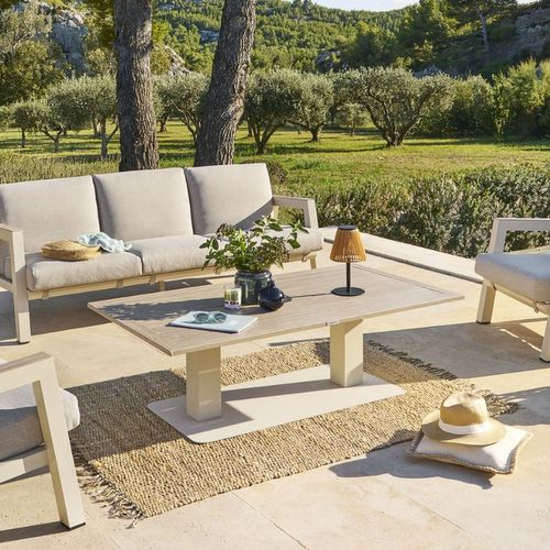 Table De Jardin Relevable Rectangulaire En Aluminium Salimia - Argile Et Lin