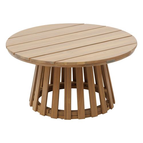 Table De Jardin D'appoint Ronde Grand Modèle En Bois Osuna - D. 80 Cm - Marron