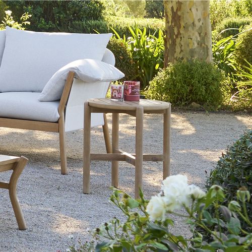 Table De Jardin D'appoint Ronde En Bois Deona - D. 50 Cm - Marron