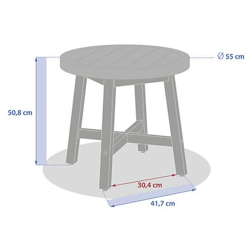 Table De Jardin D'appoint Ronde En Bois Papouasie - D. 55 Cm - Marron