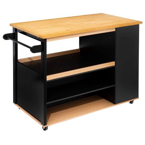 Ilot De Cuisine à Roulettes - Noir Et Beige