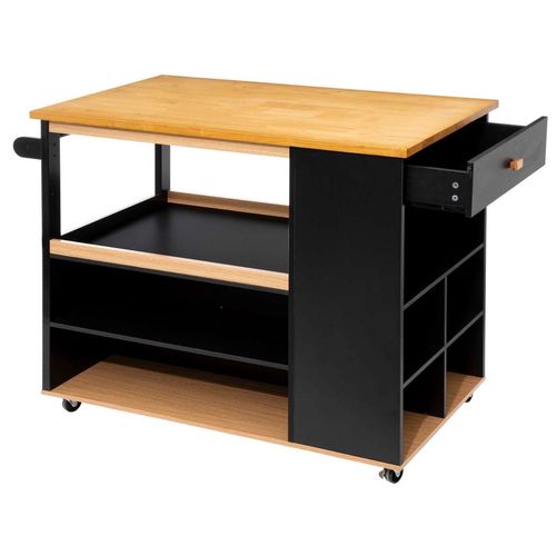 Ilot De Cuisine à Roulettes - Noir Et Beige