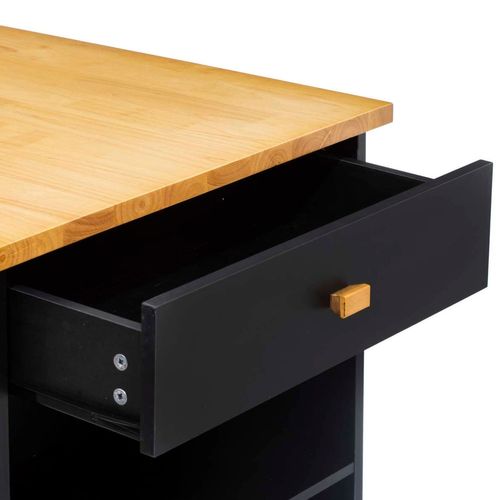 Ilot De Cuisine à Roulettes - Noir Et Beige