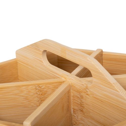 Boîte à Thé Rotative Avec 6 Compartiments En Bambou - Beige