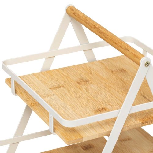 Étagère 2 Niveaux Avec Anse En Bambou Et Métal Ordera - Beige Et Blanc