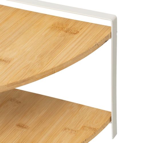 Étagère D'angle 2 Niveaux En Bambou Et Métal Ordera - Beige Et Blanc