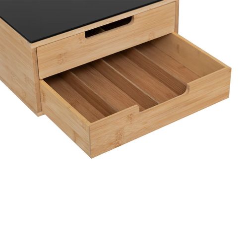 Porte-capsules 2 Tiroirs Avec Séparations Modulables - Beige Et Noir