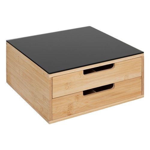 Porte-capsules 2 Tiroirs Avec Séparations Modulables - Beige Et Noir