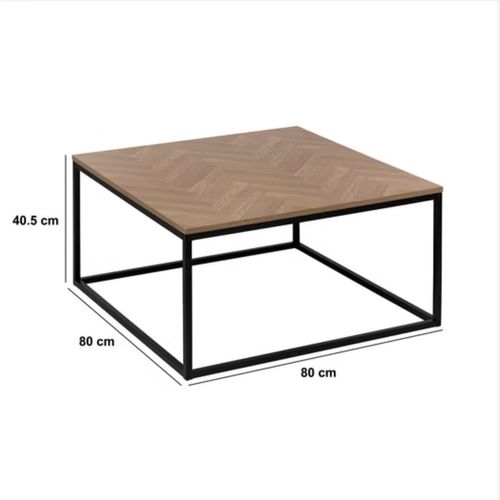 Table Basse En Bois Et Métal Chevrons - Beige Et Noir