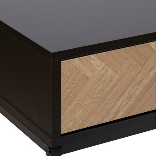 Console 2 Tiroirs En Bois Et Métal Chevrons - Beige Et Noir