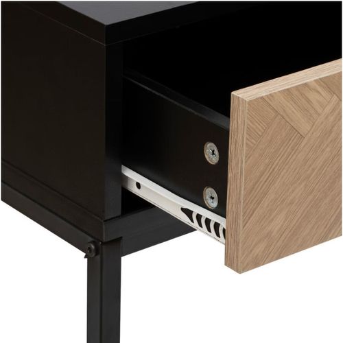 Console 2 Tiroirs En Bois Et Métal Chevrons - Beige Et Noir