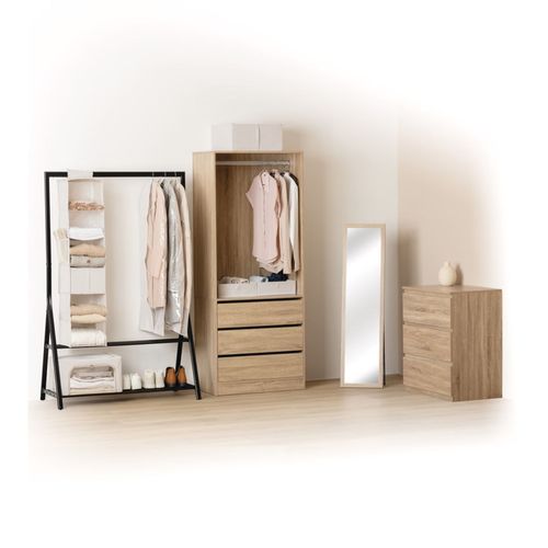 Dressing 3 Tiroirs Avec Penderie - Beige