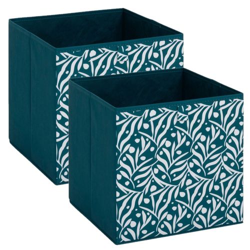 Lot De 2 Boites De Rangement Olivia - L. 31 X L.31 X H. 31 Cm - Bleu