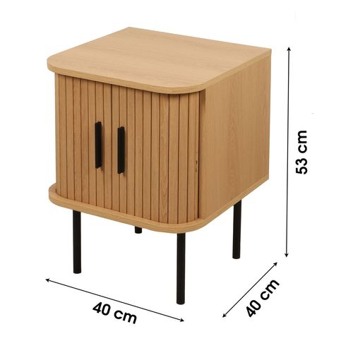 Table De Chevet 2 Portes Effet Tasseau Bonnie - Beige