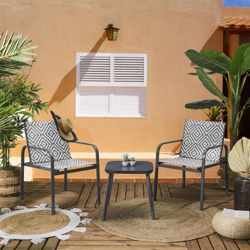 Salon De Jardin En Aluminium Et Texaline 2 Places Mexico - Gris