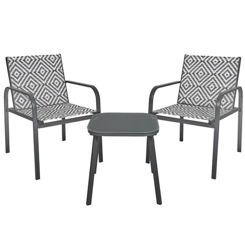 Salon De Jardin En Aluminium Et Texaline 2 Places Mexico - Gris