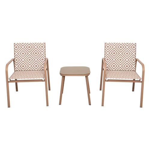 Salon De Jardin En Aluminium Et Texaline 2 Places Mexico - Beige