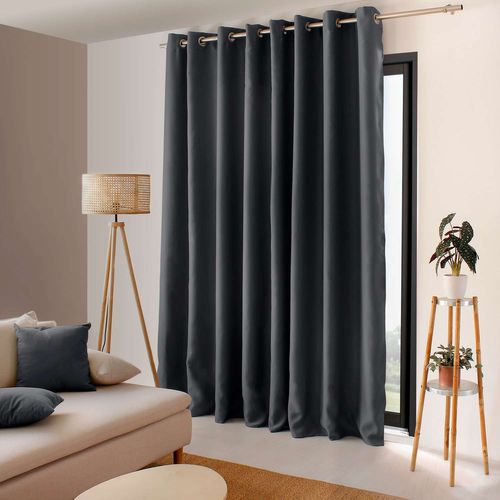 Rideau Occultant Grande Largeur Reglisse - 300 X 240 Cm - Gris Foncé
