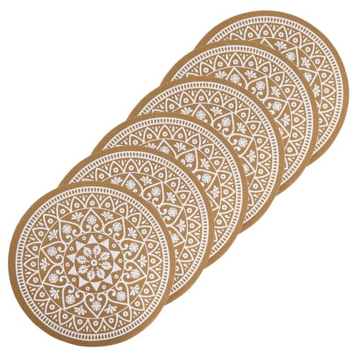 Lot De 6 Sets De Table Imitation Jute Lessivables - Blanc Et Marron
