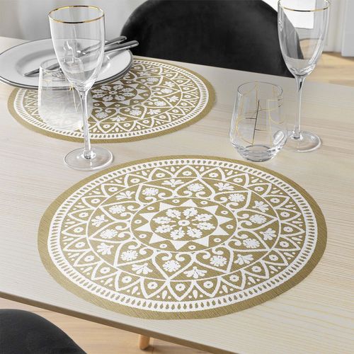 Lot De 2 Sets De Table Effet Jute Lessivables - Blanc Et Marron