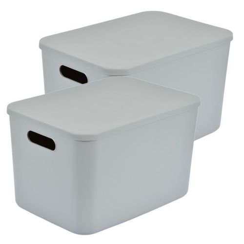Lot De 2 Boîtes Avec Couvercle Chromacase - 15,5 L - Gris