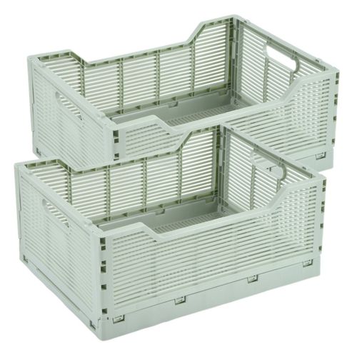Lot De 2 Cagettes Pliables Foldy - Taille L - Céladon
