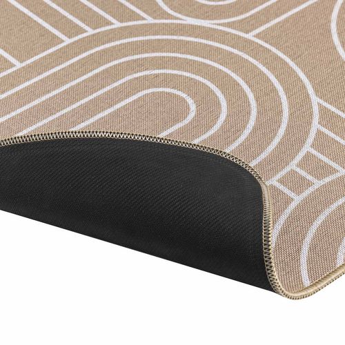 Tapis Antidérapant Imprimé Design Modul - 45 X 75 Cm - Blanc Et Marron