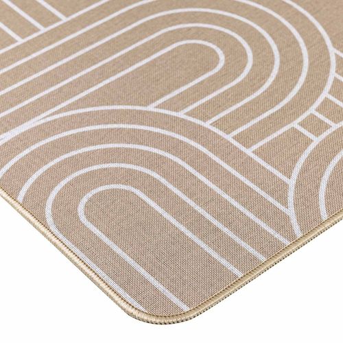 Tapis Antidérapant Imprimé Design Modul - 45 X 75 Cm - Blanc Et Marron