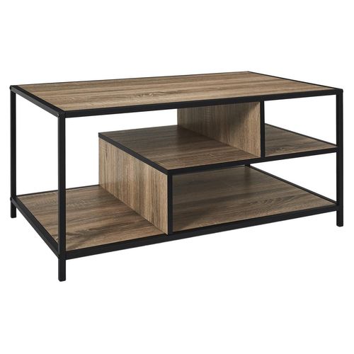 Table Basse Avec Rangements Edison - Marron Et Noir