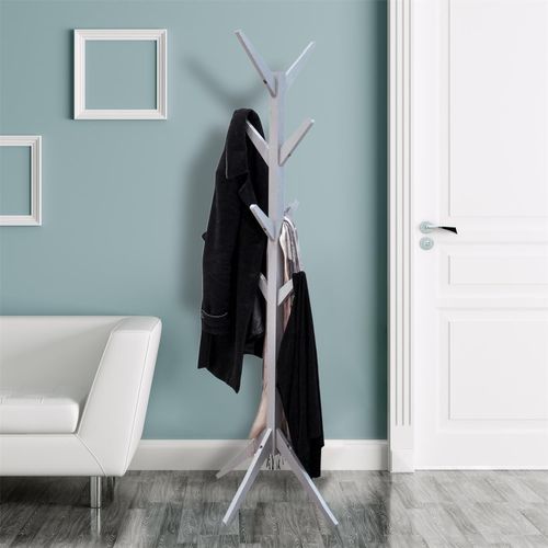 Porte-manteau Design Bois Abby - L. 45 X H. 177 Cm - Gris