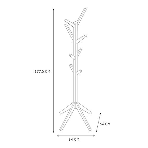 Porte-manteau Design Bois Abby - L. 45 X H. 177 Cm - Gris