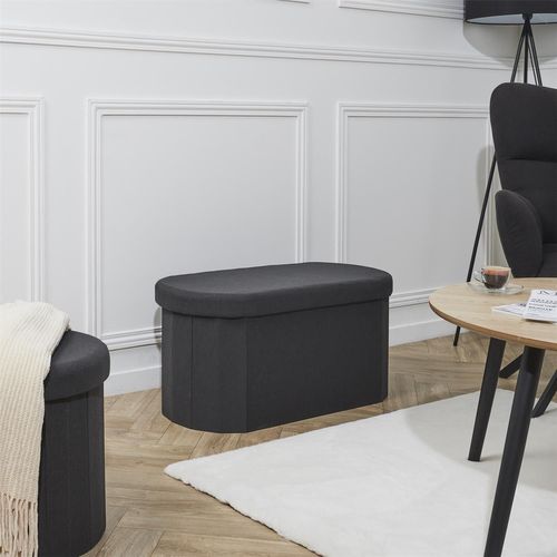 Banc Coffre De Rangement Pliable - Noir