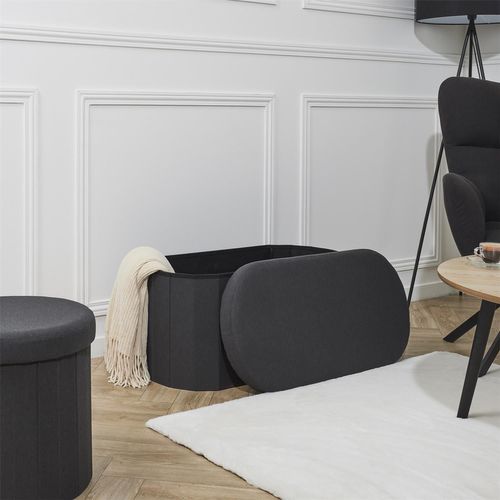 Banc Coffre De Rangement Pliable - Noir
