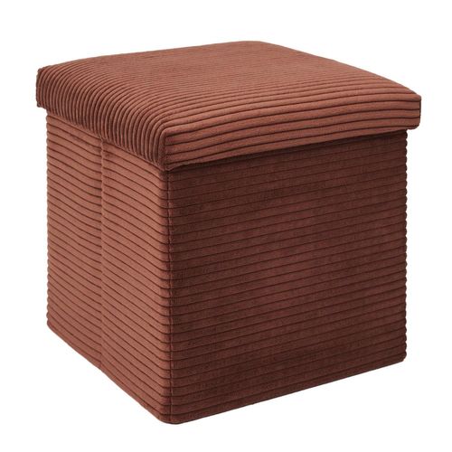 Pouf De Rangement Pliable Effet Côtelé - Terracotta