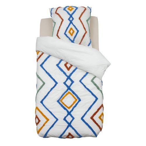 Parure De Lit Enfant Géométrique - 100% Coton Lavé Et Tufté - 140 X 200 Cm