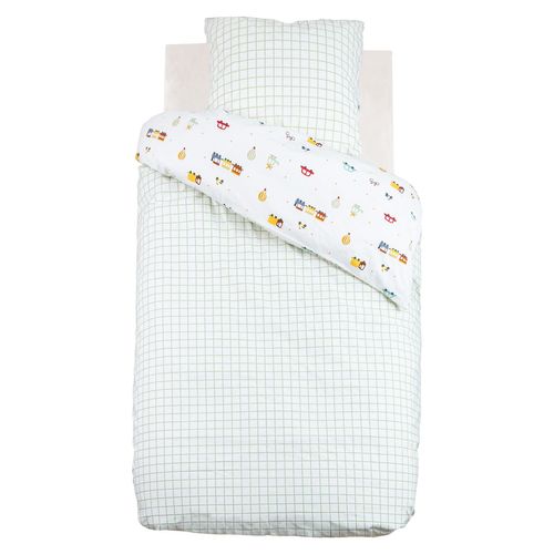 Parure De Lit Enfant Réversible Voitures - 100% Coton 57 Fils/cm² - 140 X 200 Cm