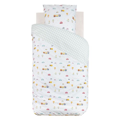 Parure De Lit Enfant Réversible Voitures - 100% Coton 57 Fils/cm² - 140 X 200 Cm