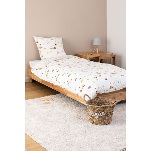 Parure De Lit Enfant Réversible Voitures - 100% Coton 57 Fils/cm² - 140 X 200 Cm