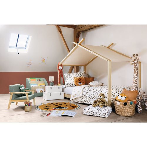 Parure De Lit Enfant Réversible Léopard - 100% Coton 57 Fils/cm² - 140 X 200 Cm