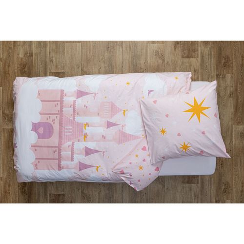Parure De Lit Enfant Réversible Château - 100% Coton - 140 X 200 Cm