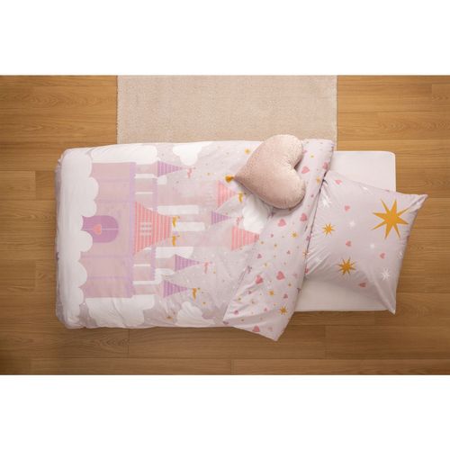 Parure De Lit Enfant Réversible Château - 100% Coton - 140 X 200 Cm